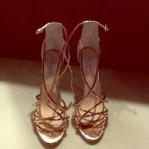 Gold high heels women sandals